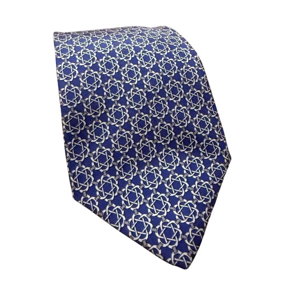 Hermès 100% Silk Tie – Equestrian Belt Print – Luxury Designer Necktie